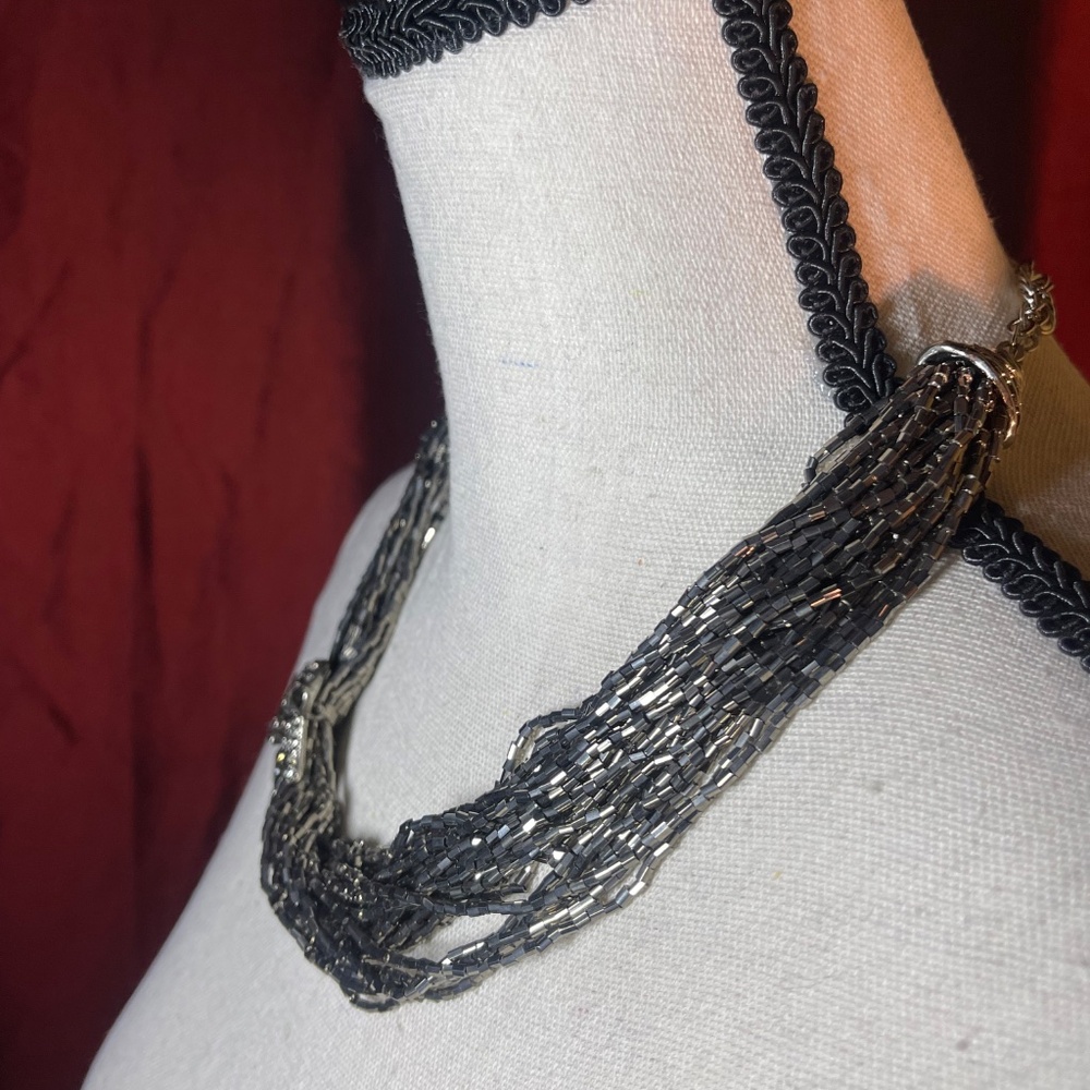 Chico's Multi Strand Necklace With Rhinestone Bow - Picture 4 of 6